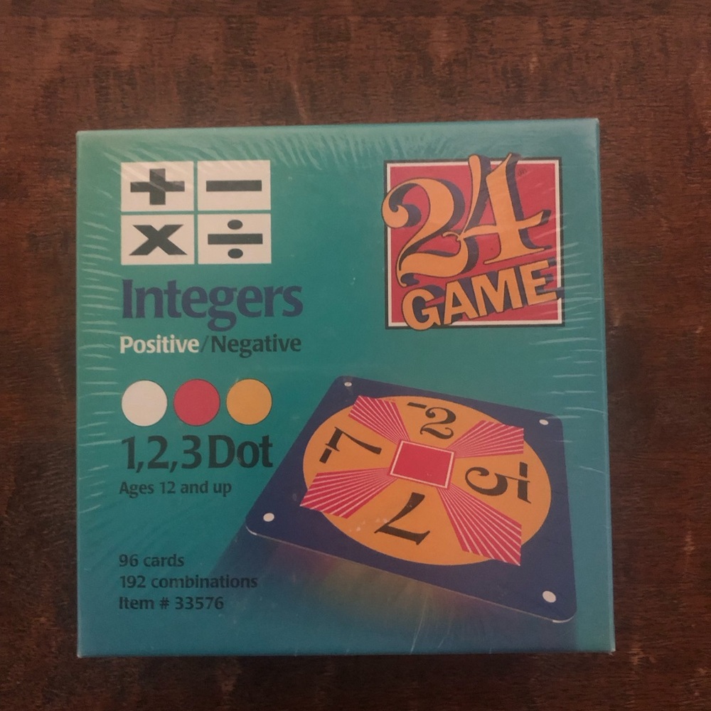 New Sealed 24 Game Integers Positive/negative 96 cards